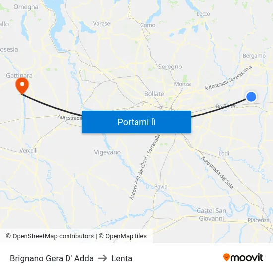 Brignano Gera D' Adda to Lenta map