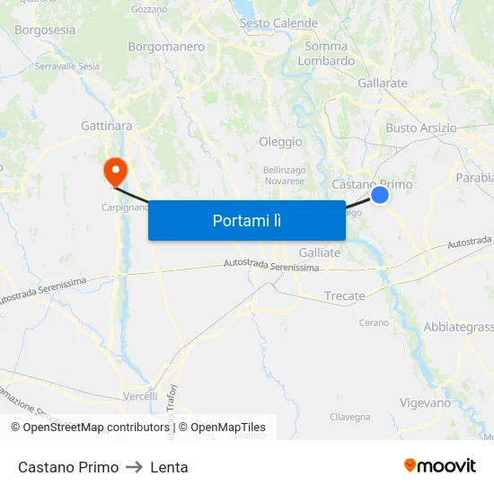 Castano Primo to Lenta map
