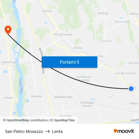 San Pietro Mosezzo to Lenta map