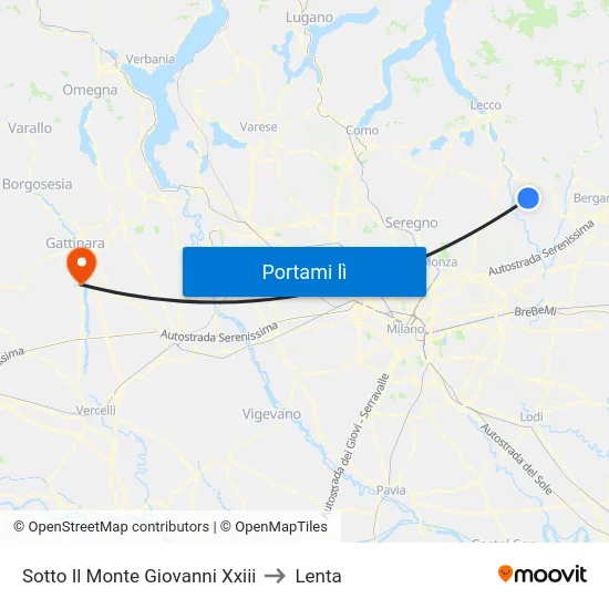 Sotto Il Monte Giovanni Xxiii to Lenta map