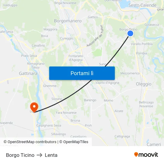 Borgo Ticino to Lenta map