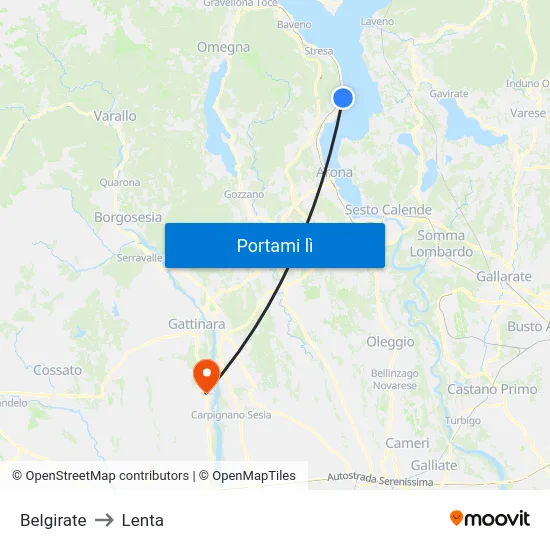 Belgirate to Lenta map