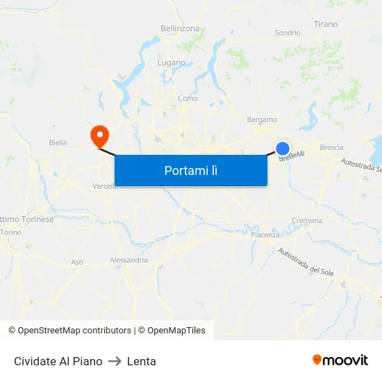 Cividate Al Piano to Lenta map