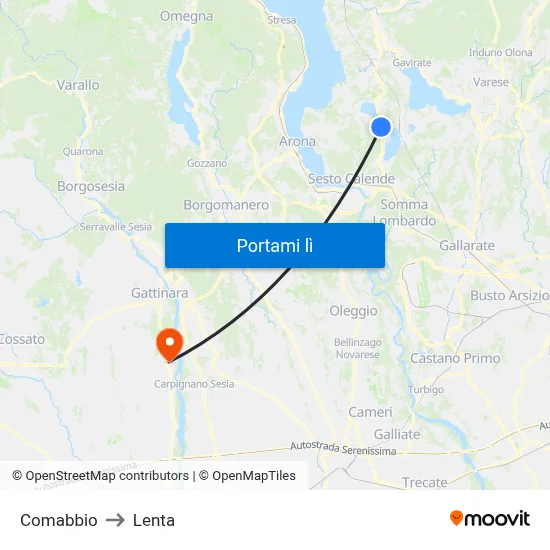 Comabbio to Lenta map