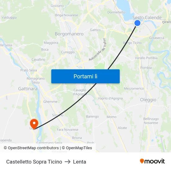 Castelletto Sopra Ticino to Lenta map