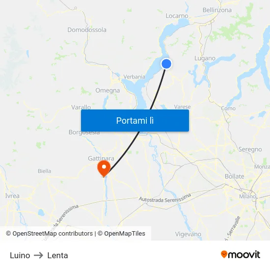 Luino to Lenta map
