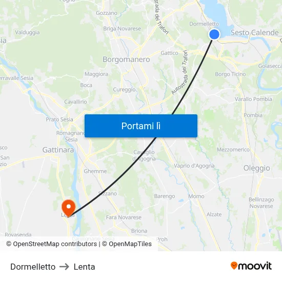 Dormelletto to Lenta map