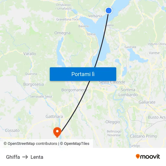 Ghiffa to Lenta map