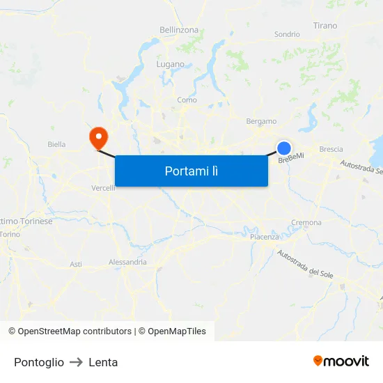 Pontoglio to Lenta map