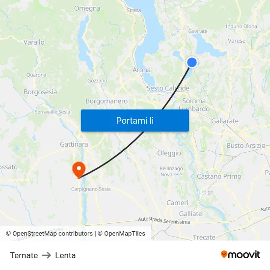 Ternate to Lenta map