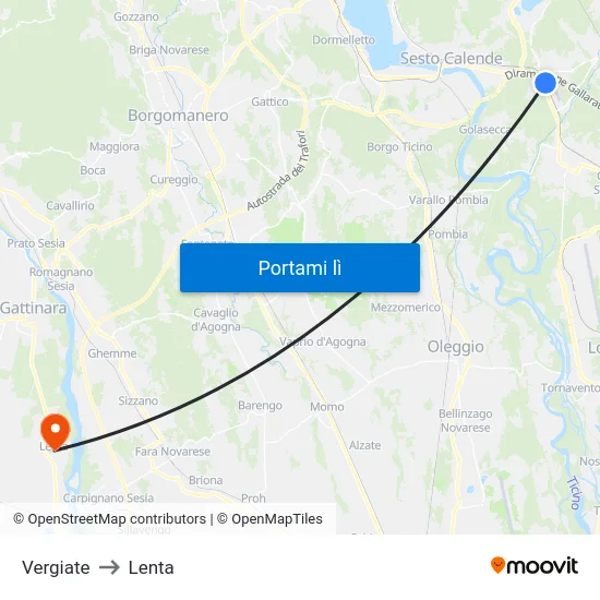 Vergiate to Lenta map