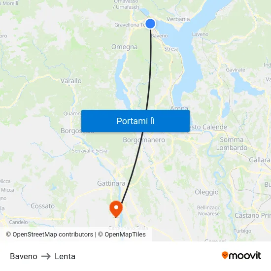 Baveno to Lenta map