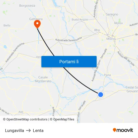 Lungavilla to Lenta map