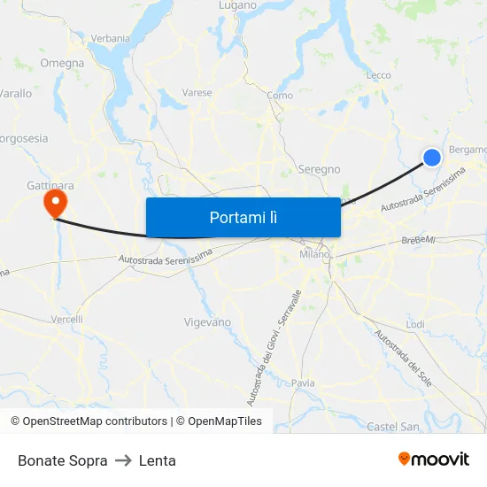 Bonate Sopra to Lenta map