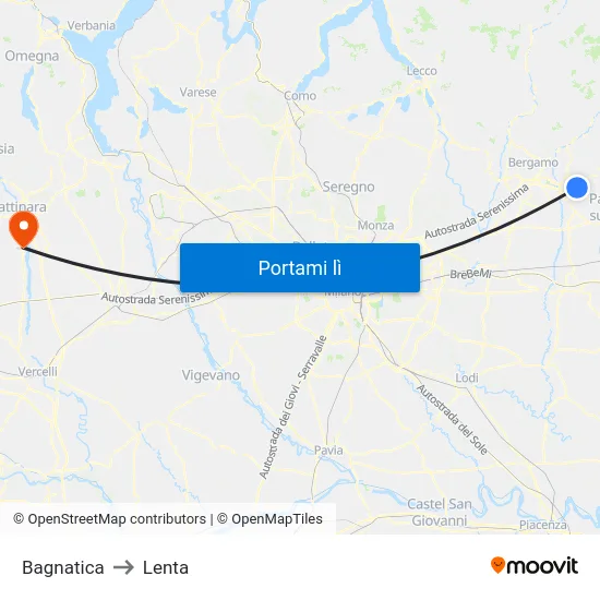 Bagnatica to Lenta map