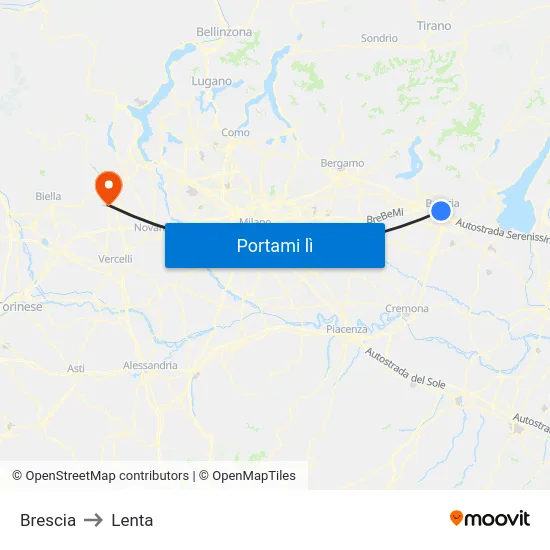 Brescia to Lenta map