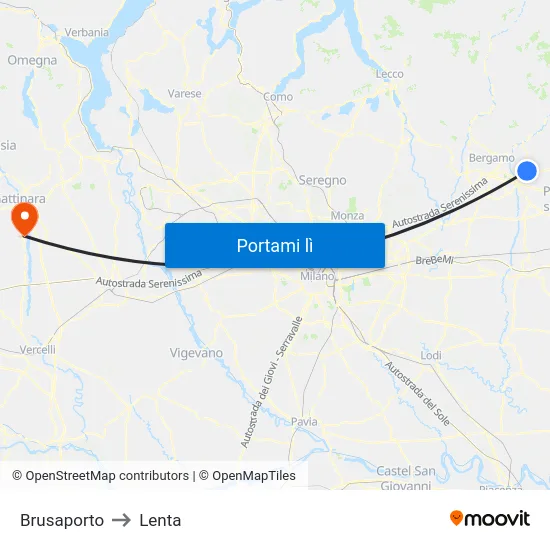 Brusaporto to Lenta map