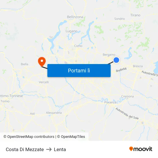 Costa Di Mezzate to Lenta map