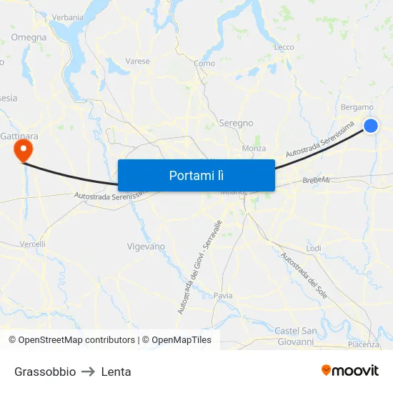 Grassobbio to Lenta map