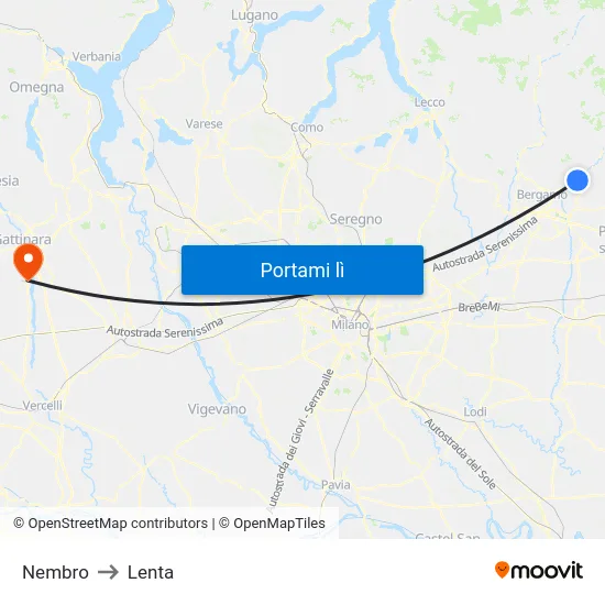 Nembro to Lenta map