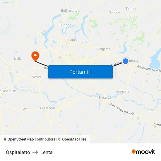 Ospitaletto to Lenta map