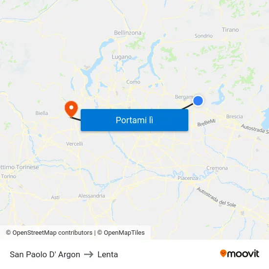 San Paolo D' Argon to Lenta map