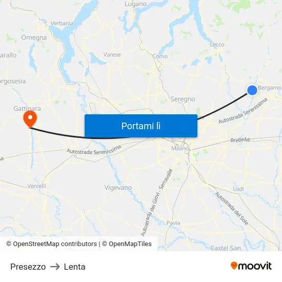 Presezzo to Lenta map