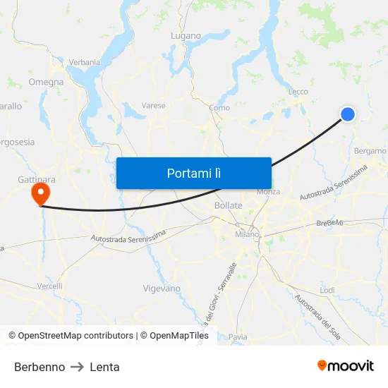 Berbenno to Lenta map