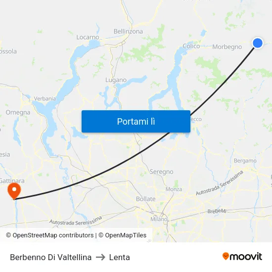 Berbenno Di Valtellina to Lenta map