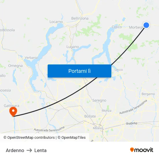 Ardenno to Lenta map