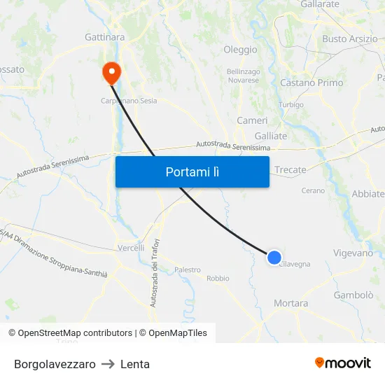 Borgolavezzaro to Lenta map