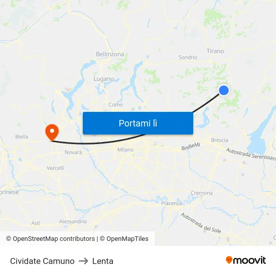 Cividate Camuno to Lenta map