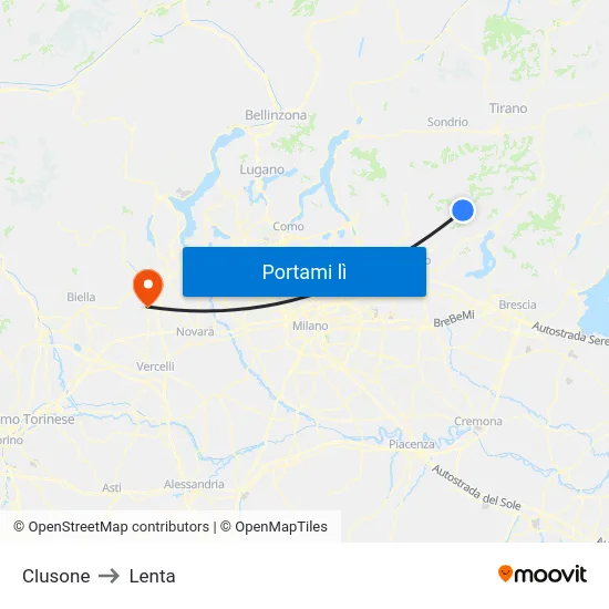 Clusone to Lenta map