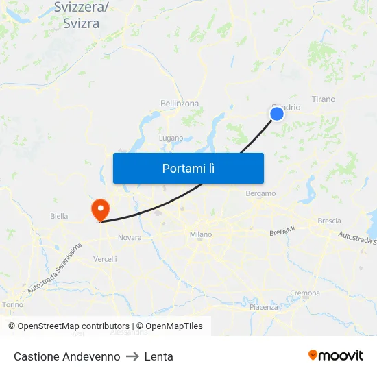 Castione Andevenno to Lenta map