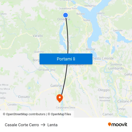 Casale Corte Cerro to Lenta map