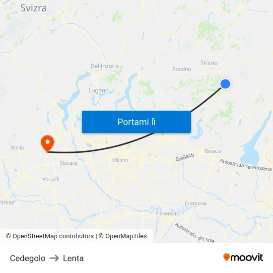 Cedegolo to Lenta map