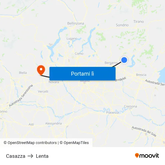 Casazza to Lenta map