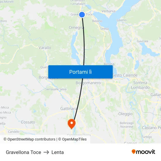Gravellona Toce to Lenta map