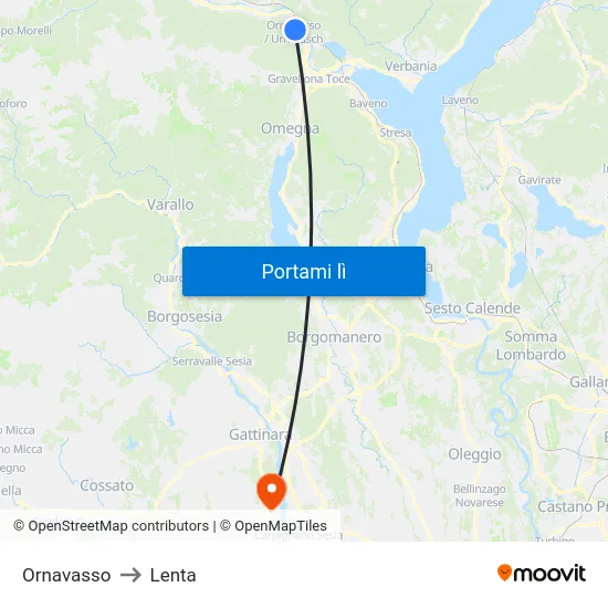 Ornavasso to Lenta map