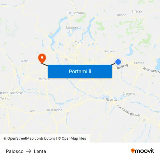 Palosco to Lenta map
