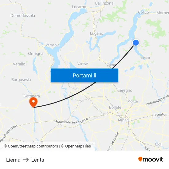 Lierna to Lenta map