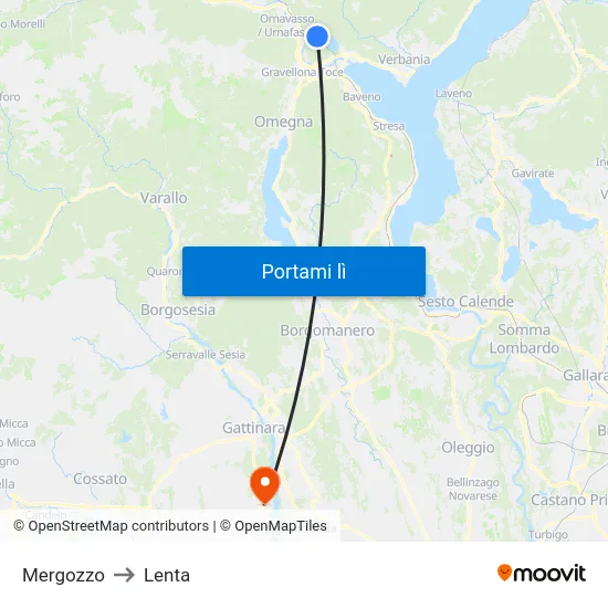 Mergozzo to Lenta map