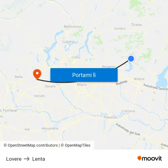 Lovere to Lenta map