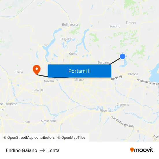 Endine Gaiano to Lenta map