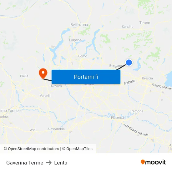 Gaverina Terme to Lenta map