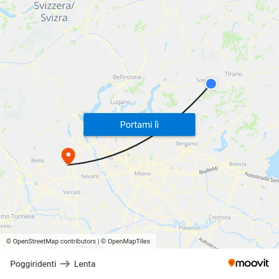 Poggiridenti to Lenta map