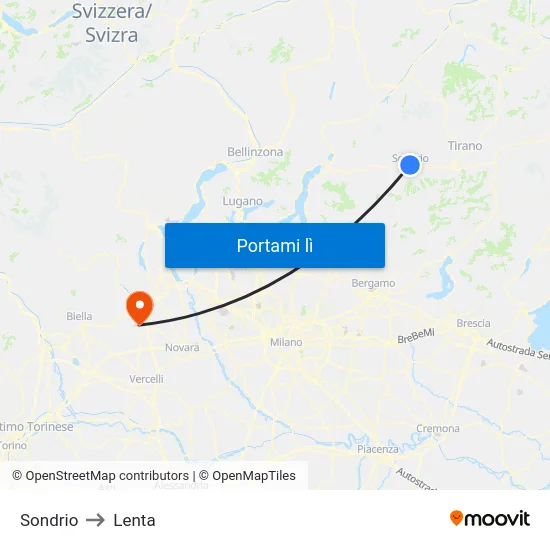 Sondrio to Lenta map