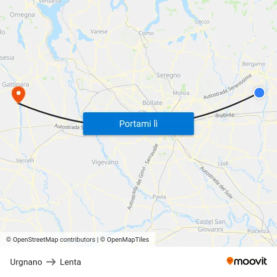 Urgnano to Lenta map