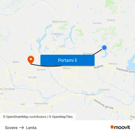 Sovere to Lenta map