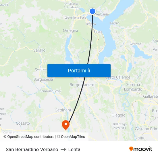 San Bernardino Verbano to Lenta map